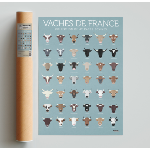 Affiche "Vaches de France" - LA MAJORETTE A MOUSTACHE