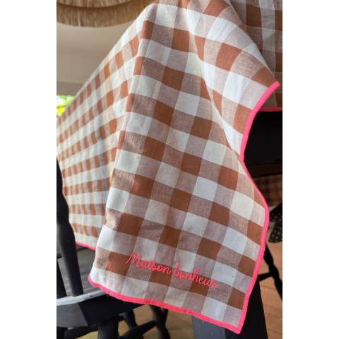 Nappe carreaux vichy - Argile 140 x 250 cm