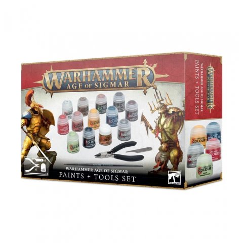 Warhammer Age of Sigmar - Set de peintures + outils - 13 pots de 12 ml