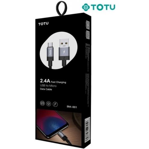 Câble USB vers Micro USB 2,4A - Noir - 1 mètre TOTU BMA-018