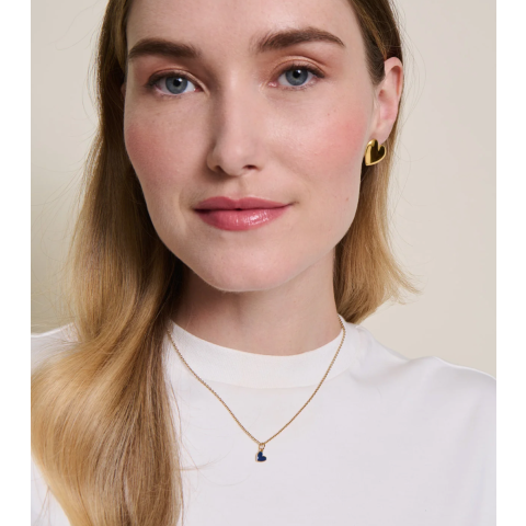 Médaillon Cœur Manon en émail bleu et or fin 24 carats - émoi émoi