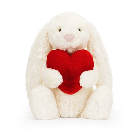 Peluche Jellycat Bashful Red Love Heart Bunny - lapin et coeur rouge