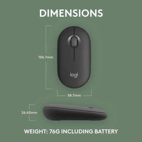 Souris LOGITECH Pebble Mouse 2 M350s - TONAL GRAPHITE, bluetooth