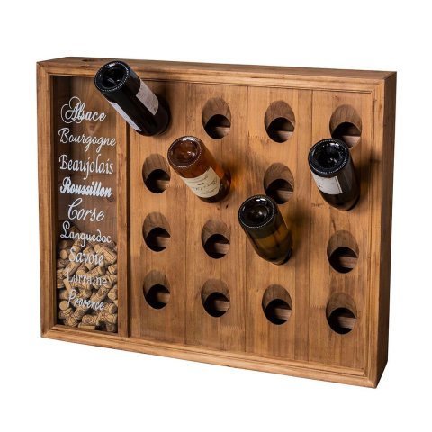 Range bouteilles mural (16 bouteilles) avec réserve bouchons