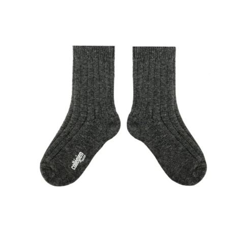 Chamois Chaussettes à côtes en cachemire et laine - Smoky