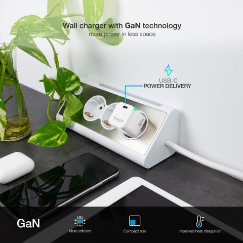 Chargeur TOOQ 30W - USB-C - blanc - TQWC-GANPD30WT