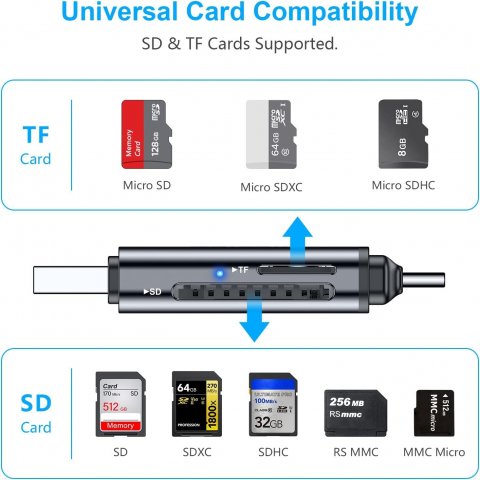 Lecteur de cartes SD/Micro SD, USB C OTG USB 3.0 - 83254