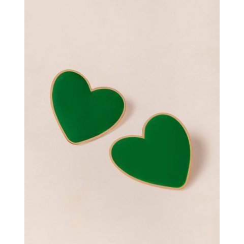 Boucles d'oreilles Big Love émoi émoi - émail vert et or fin 24 carats