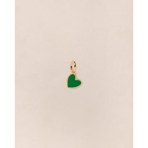 Médaillon Cœur Manon en émail vert et or fin 24 carats - émoi émoi