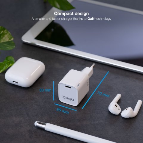 Chargeur TOOQ 30W - USB-C - blanc - TQWC-GANPD30WT