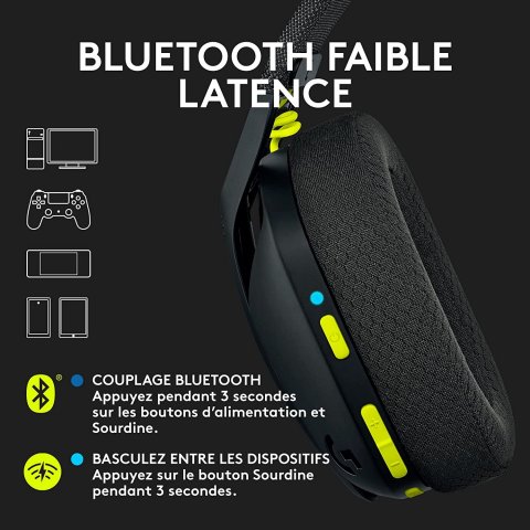 Logitech G435 LIGHTSPEED & Bluetooth sans Fil - 981-001050