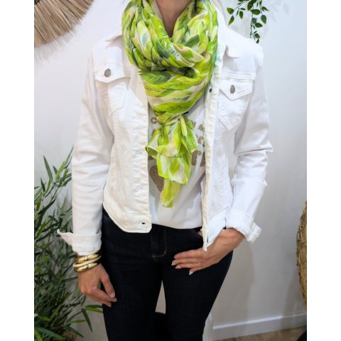 Foulard femme feuilles et dorures Erynn