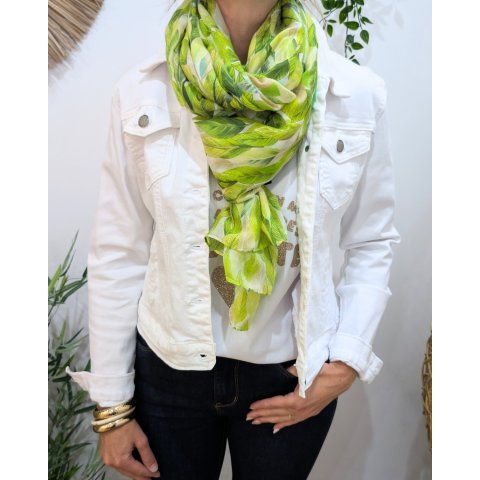 Foulard femme feuilles et dorures Erynn