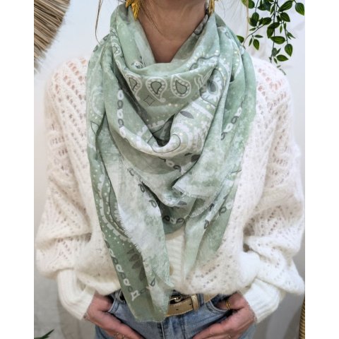 Foulard femme carré style bandana et dorures