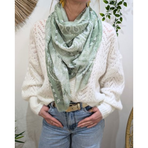 Foulard femme carré style bandana et dorures