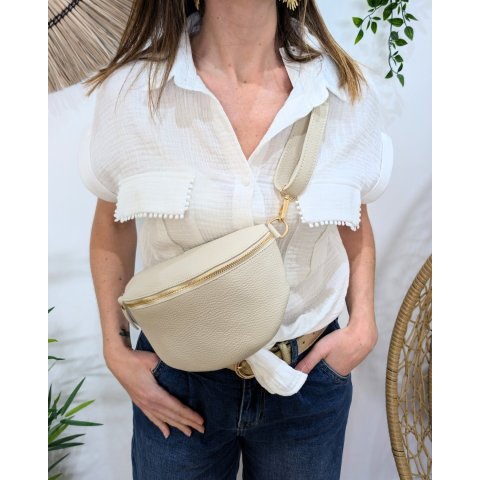 Sac banane femme cuir effet craquelé bandoulière