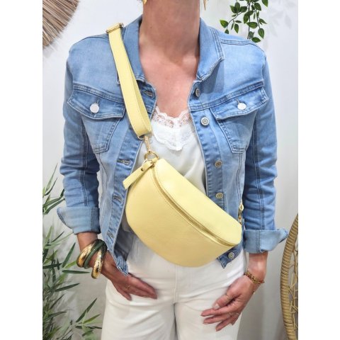 Sac banane femme cuir effet craquelé bandoulière
