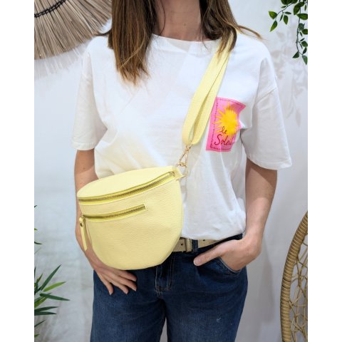 Sac banane cuir femme double zip Saphora