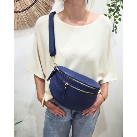 Sac banane cuir femme double zip Saphora