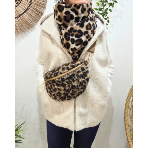 Sac banane femme moumoute léopard