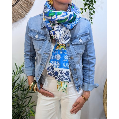 Foulard femme patchwork imprimés fleuris