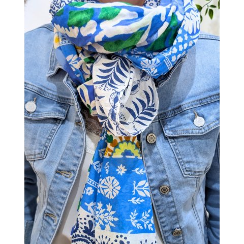 Foulard femme patchwork imprimés fleuris