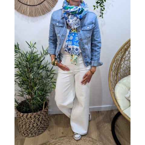 Foulard femme patchwork imprimés fleuris