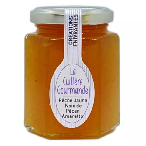 Confiture de Pêche Jaune à la noix de Pécan et Amaretto