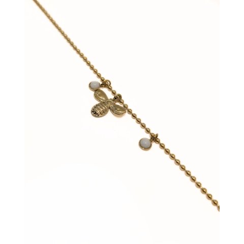 Chaine de cheville acier doré pendentif abeille