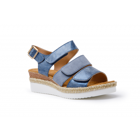 Sandales à scratchs bleu jean | F6561
