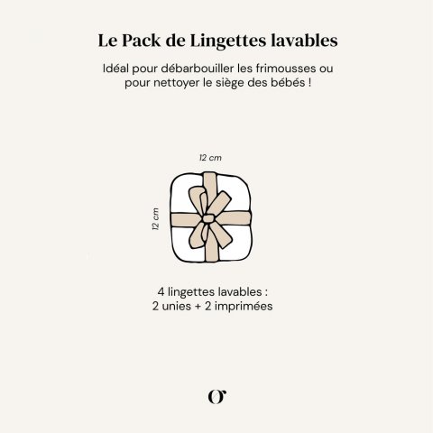 4 lingettes lavables Fougère Blanc craie ORSO PARIS