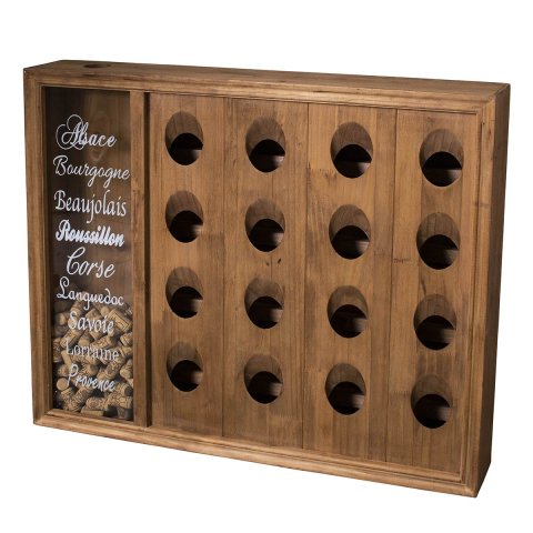 Range bouteilles mural (16 bouteilles) avec réserve bouchons