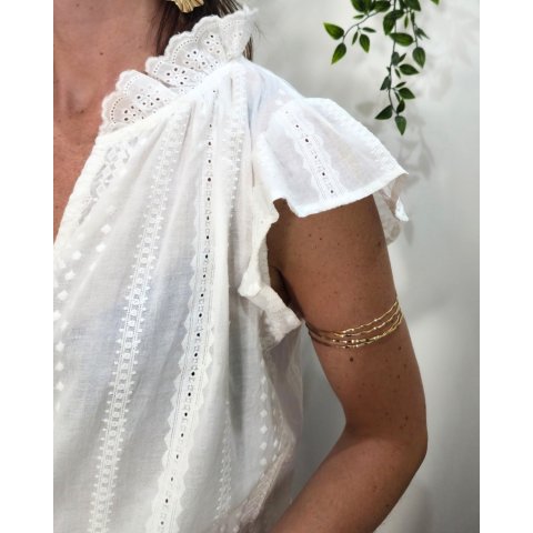 Blouse femme brodée Arsinoé blanc fluide chic