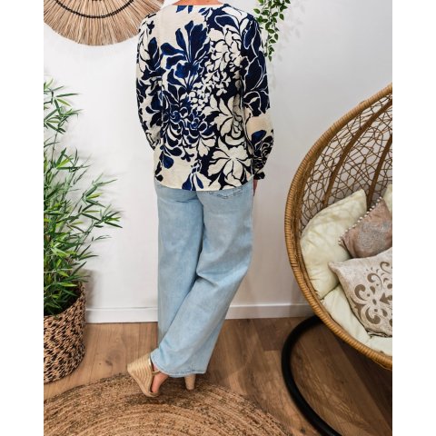 Blouse femme marine et écrue Willa