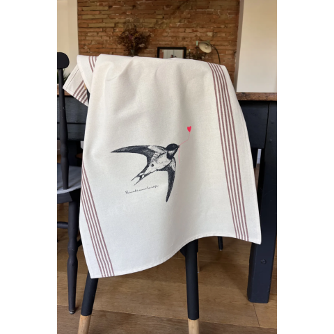 Torchon de cuisine sérigraphié - Hirondelle