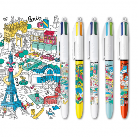 Coffret de 5 stylos BIC 4 couleurs x OMY - Cities