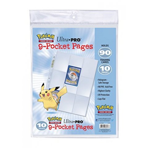 Pokémon - Feuilles de classeur - 10 pages de 9 pochettes - Capacité de 180 cartes