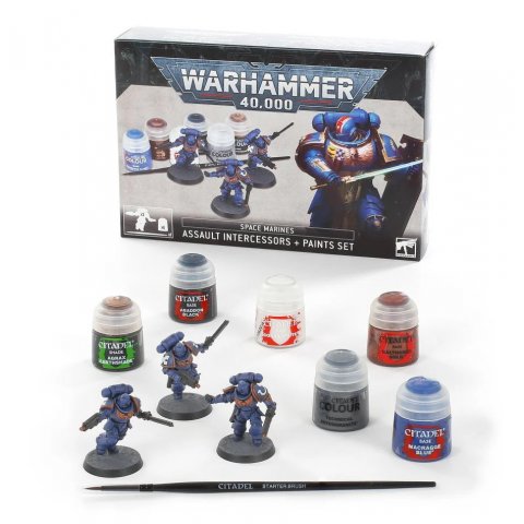 Warhammer 40k - Kit Intercessors d'Assaut + Peinture - 3 figurines et 6  pots de 12 ml - 292231
