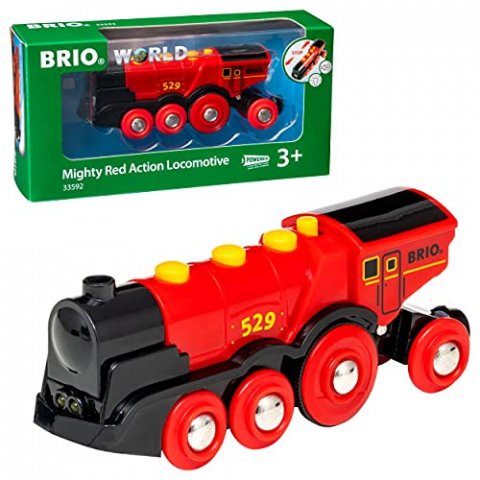 Brio World - Locomotive rouge - A Piles - Train électrique idéal pour Circuit de Trains en Bois