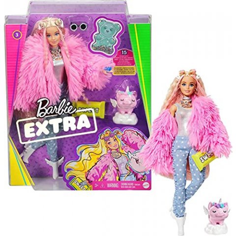 Barbie Extra poupée articulée blonde au look tendance et oversize avec figurine animale et accessoires