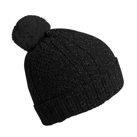 Bonnet Adulte torsade laine brillante - Noir de Charbon