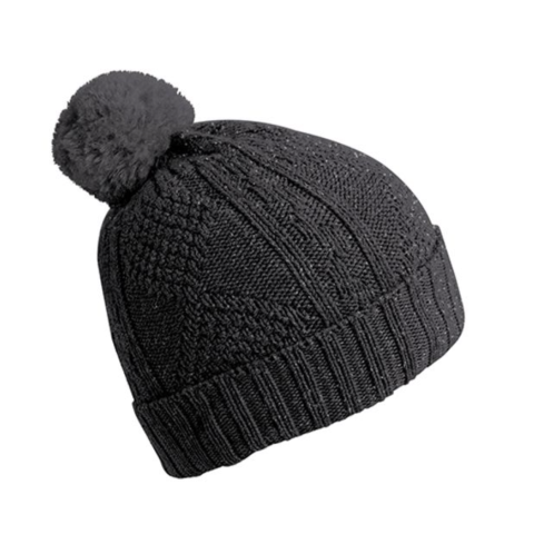 Bonnet Adulte torsade laine brillante - Poivre