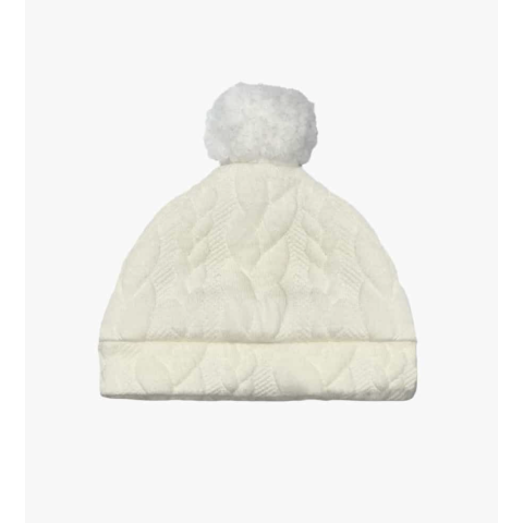 Bonnet Gilbert écru avec pompon MINIKANE