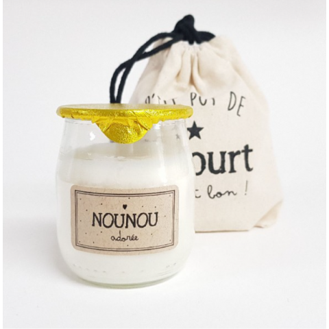 Bougie p'tit pot de yaourt "NOUNOU" Pistache/Amande