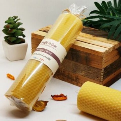 Petits Cierges 100% en Cire d'abeille Gaufrée - Fabrication artisanale