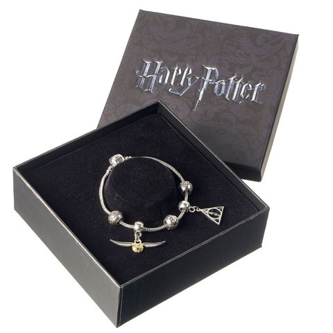 Bracelet Harry Potter Charms Reliques de la mort vif d'or et 3 sorts