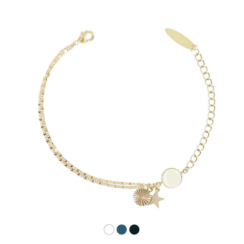 Bracelet MALO ivoire, noir ou bleu paon