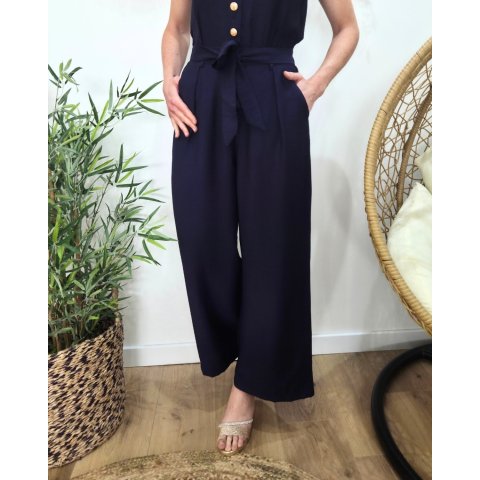 Combinaison femme marine boutons dorés Sira
