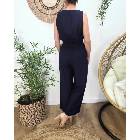 Combinaison femme marine boutons dorés Sira