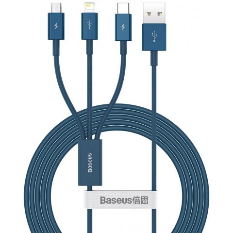 Câble 3 en 1 Baseus Superior USB 2.0 type A vers Micro USB, Type C & Lightning M/M 1,5m - CAMLTYS-03